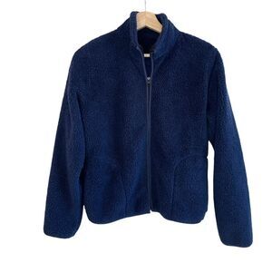 H&M Faux Sherpa Zip Navy Sweatshirt